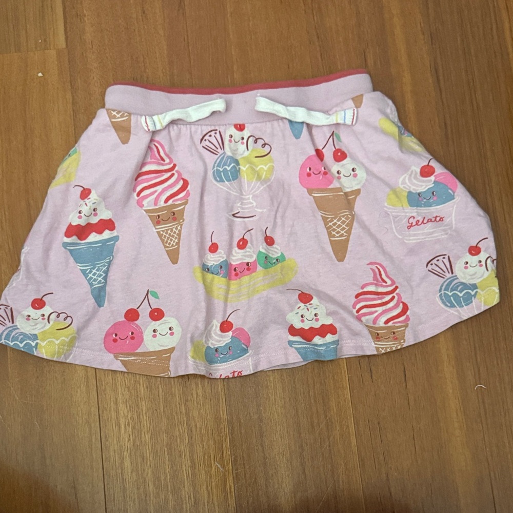 Boden Pink Ice Cream Print Kids Skirt, Size: 7-8